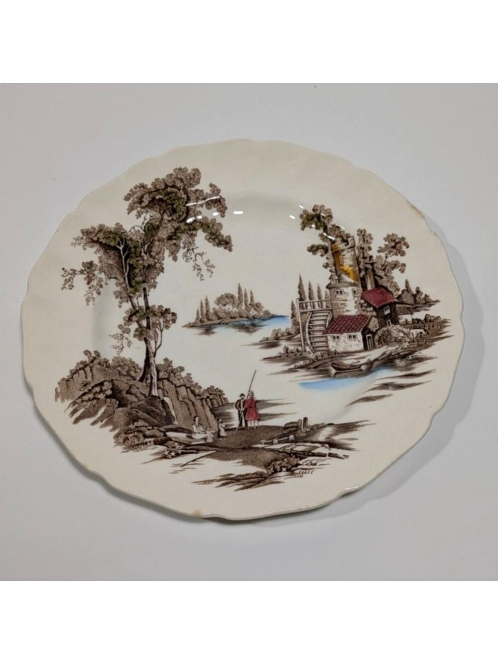 Johnson Brother The Old Mill Dinner Plate English Brown Transferware Collectible